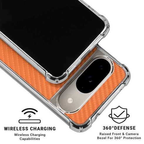 Orange Carbon Fiber Specialty Texture Material Google Pixel 10 Clear Case